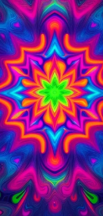 Vibrant kaleidoscope mandala wallpaper with colorful patterns.