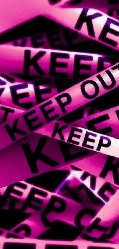 Pink and black 'Keep Out' themed mobile wallpaper