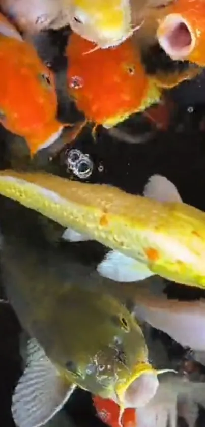 Vibrant koi fish swimming in a pond