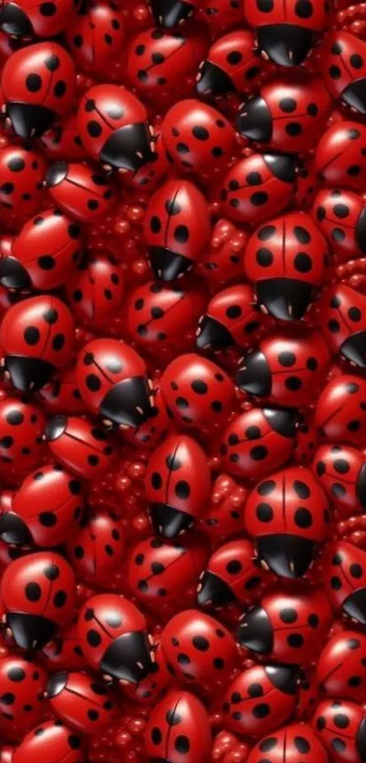 Vibrant swarm of red ladybugs creating a striking mobile wallpaper