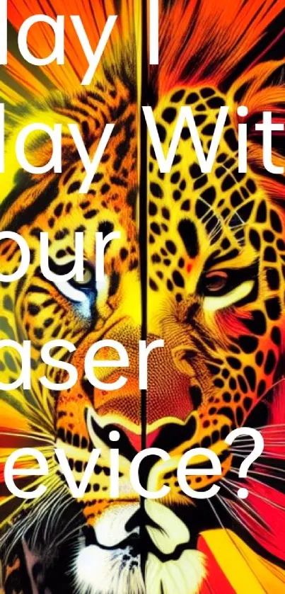 Vibrant leopard with laser effect in striking colors.