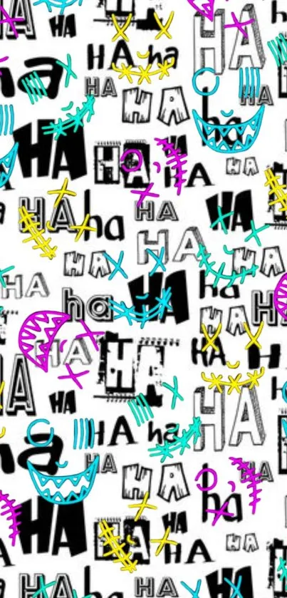 Colorful vibrant typography with laughing faces