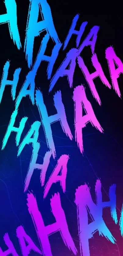 Neon laughter mobile wallpaper in pink, purple, and blue shades.