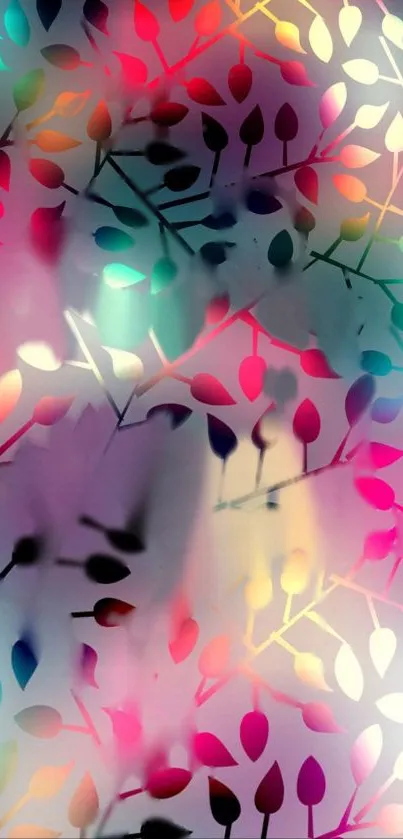 Vibrant mobile wallpaper with colorful leaf pattern design.