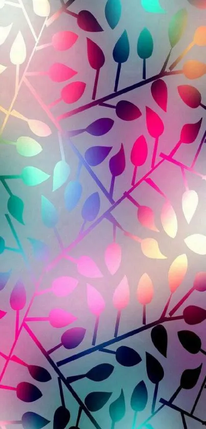 Vibrant multicolor leaf pattern wallpaper for mobile devices.