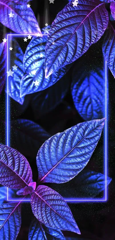 Neon purple and pink leaves with vibrant glow.