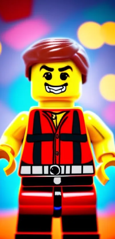 Vibrant LEGO character with colorful background