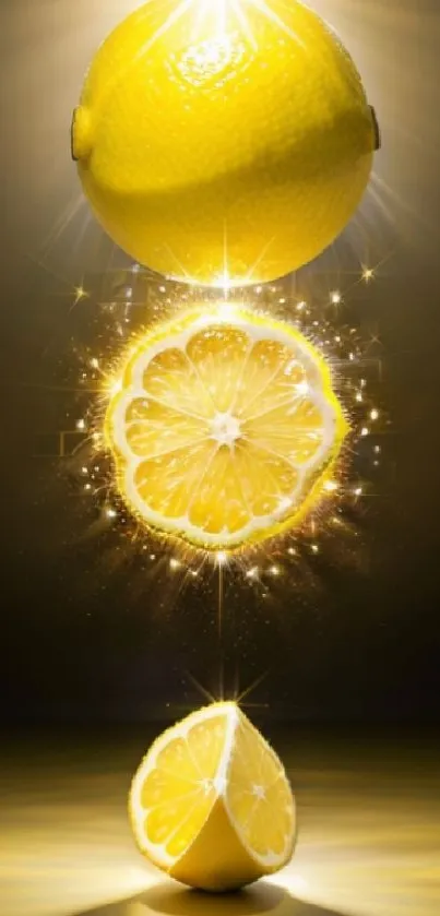 Vibrant lemon artwork with glowing citrus slices.