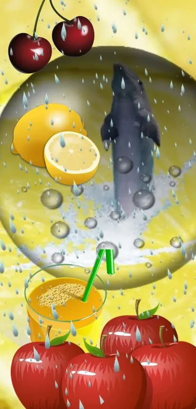 Mobile wallpaper with vibrant lemon slices and creative elements.