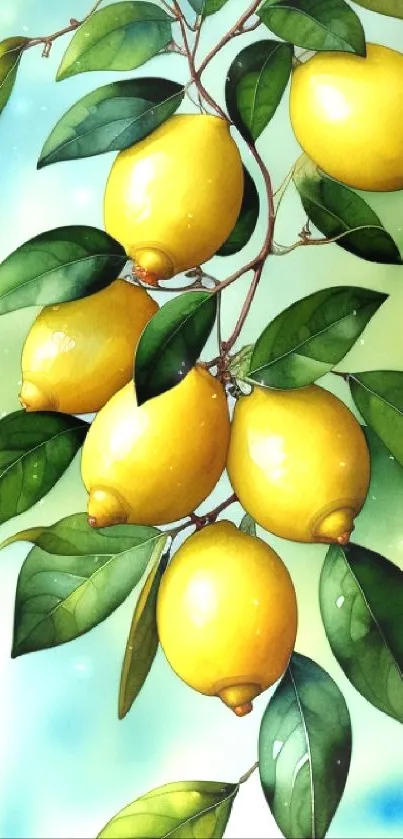 Lush lemon tree with vibrant lemons hanging on branches.