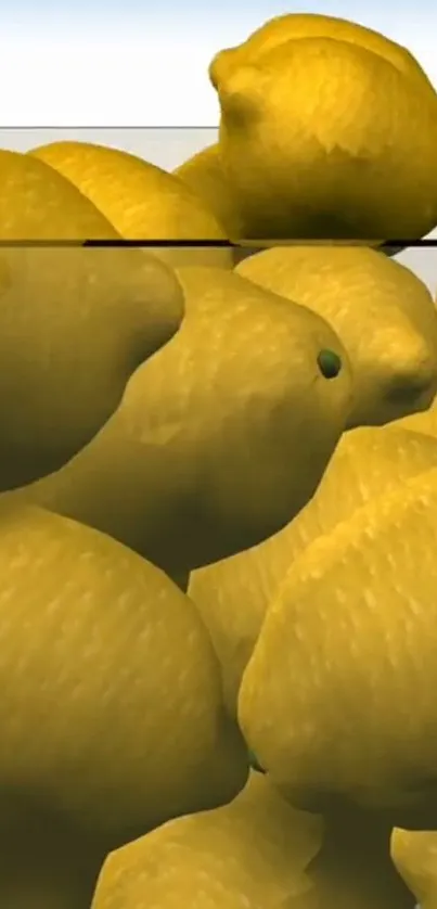 A close-up of lemons partially submerged in water, creating a refreshing look.