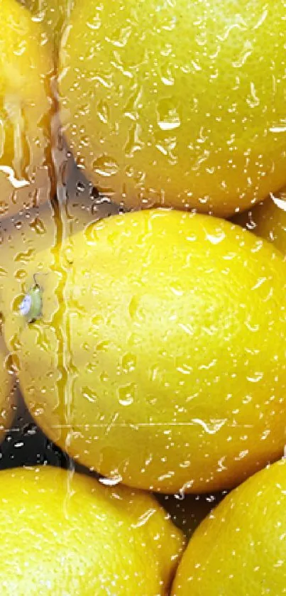 Close-up of vibrant yellow lemons for a bright mobile wallpaper.
