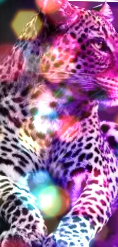 Colorful bokeh leopard wallpaper for phones.