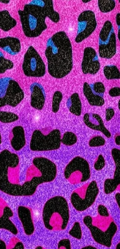 Vibrant pink and purple leopard print wallpaper.