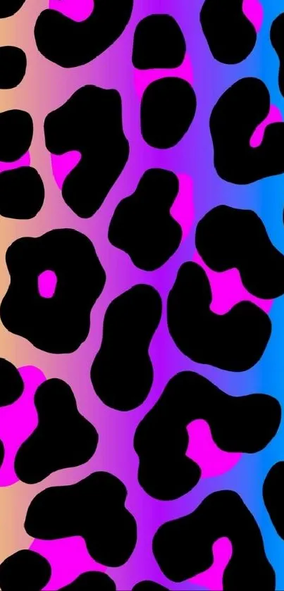 Black leopard print on colorful gradient background.