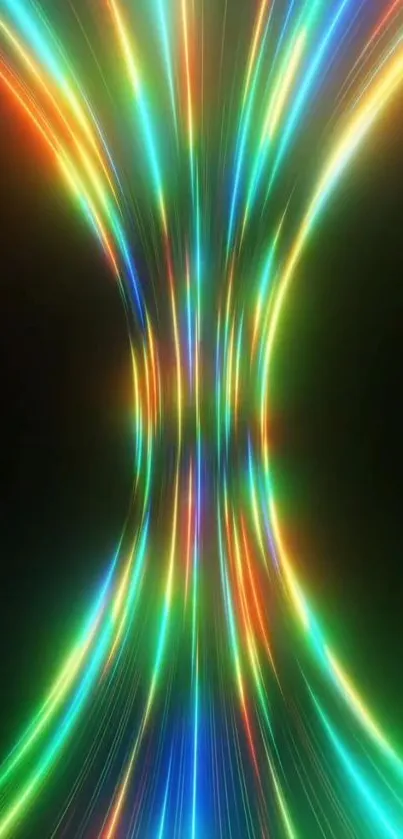 Vibrant light streaks with colorful glow on dark background.