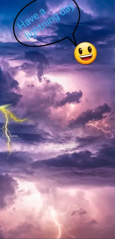 A vibrant lightning storm lighting up turbulent clouds in a stunning blue and purple sky.