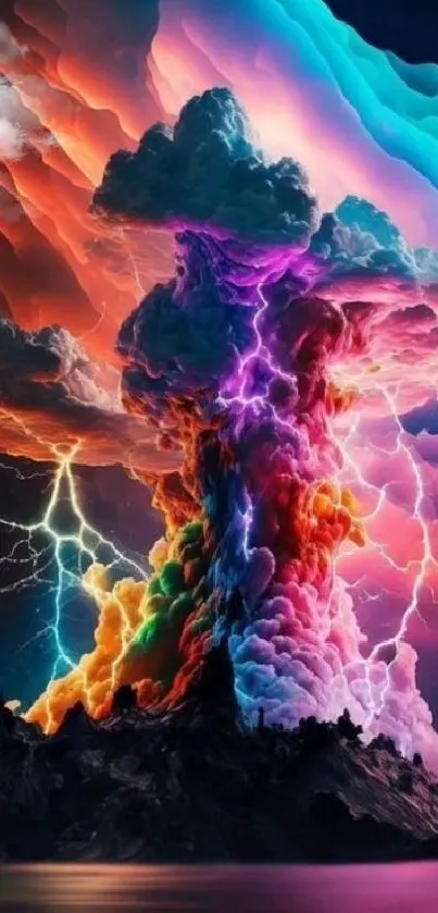 Vibrant cloud and lightning mobile wallpaper.