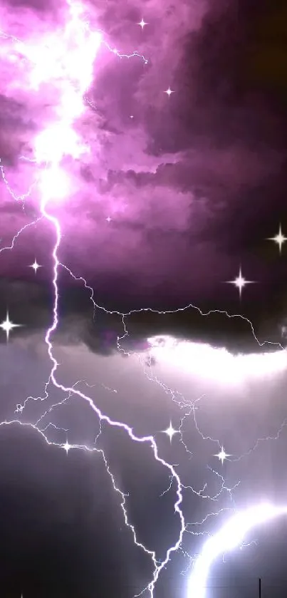 Vibrant lightning bolt in a stormy night sky wallpaper.