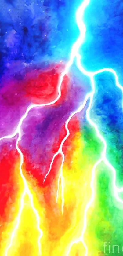 Abstract colorful lightning mobile wallpaper with blue, red, and yellow accents.