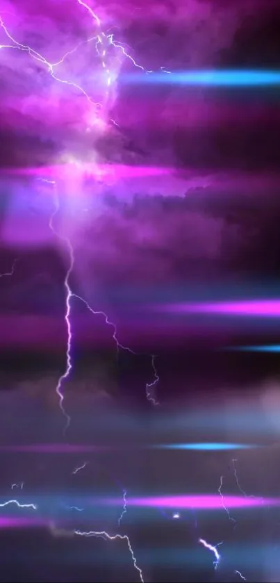 Purple and blue lightning wallpaper with cosmic elements.