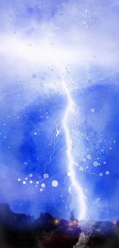 Electric blue lightning wallpaper for mobile phone.