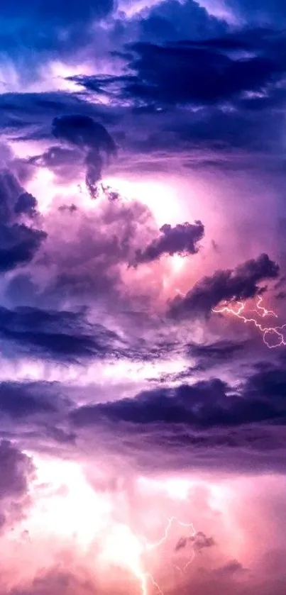 Vibrant purple and blue lightning storm wallpaper.