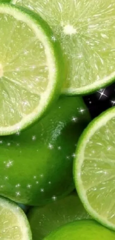 Bright green lime slices with sparkling freshness.