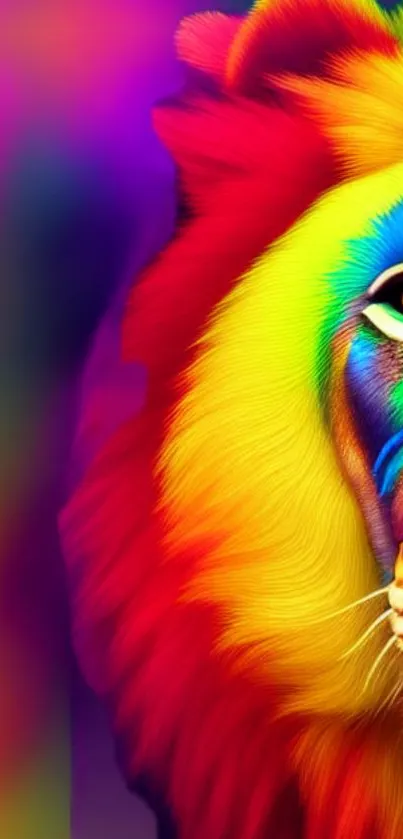 Vibrant lion art wallpaper with bold colors and creative design.