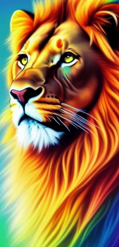 Vibrant lion artwork with colorful gradient mane.