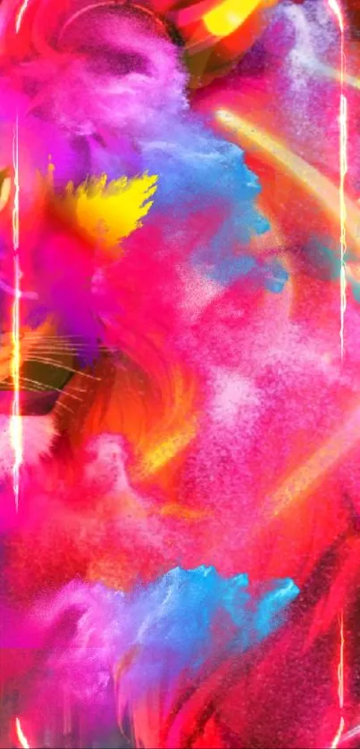 Vibrant, abstract lion art wallpaper with bold colors for mobile devices.