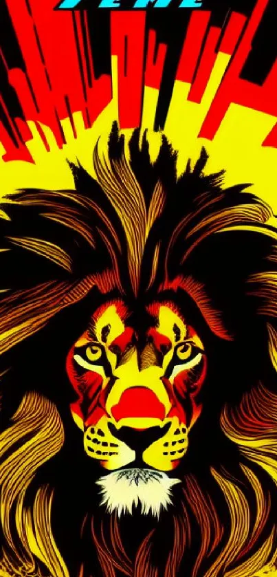 Vibrant and colorful lion art wallpaper with bold design.