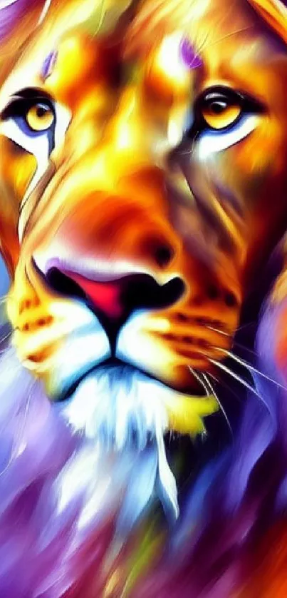 Vibrant and colorful art lion mobile wallpaper.