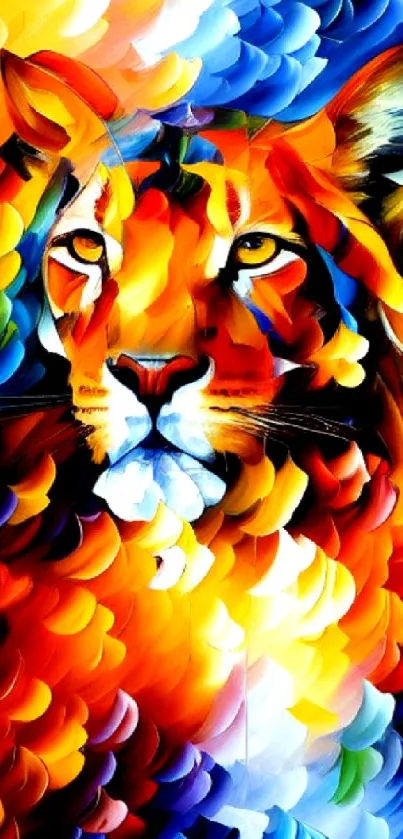 Colorful abstract lion art mobile wallpaper.