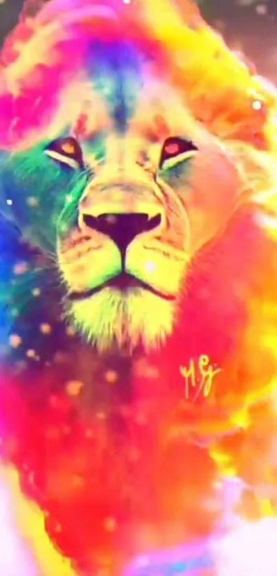 Vibrant and colorful artistic lion wallpaper with striking bold colors.