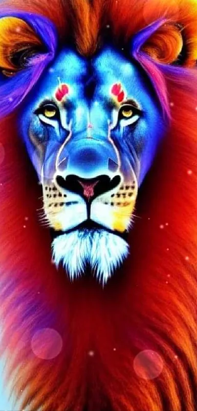 Vibrant and colorful lion art wallpaper with bold hues.