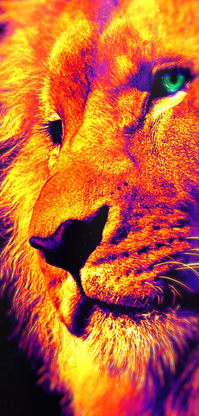 Colorful artistic lion wallpaper with vibrant hues.