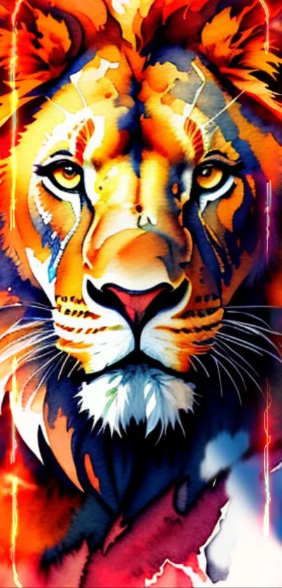 Vibrant and bold lion artwork wallpaper for mobile phone.