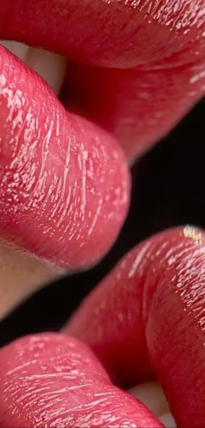 Glossy vibrant red lips close-up wallpaper.