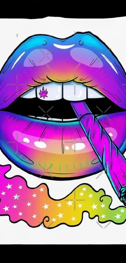 Colorful lip art wallpaper with vibrant gradient hues.