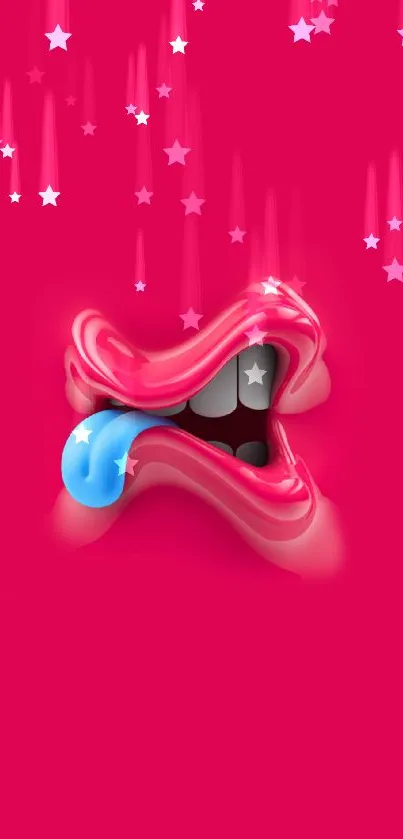 Vibrant pink wallpaper with stylized lips and tongue design.