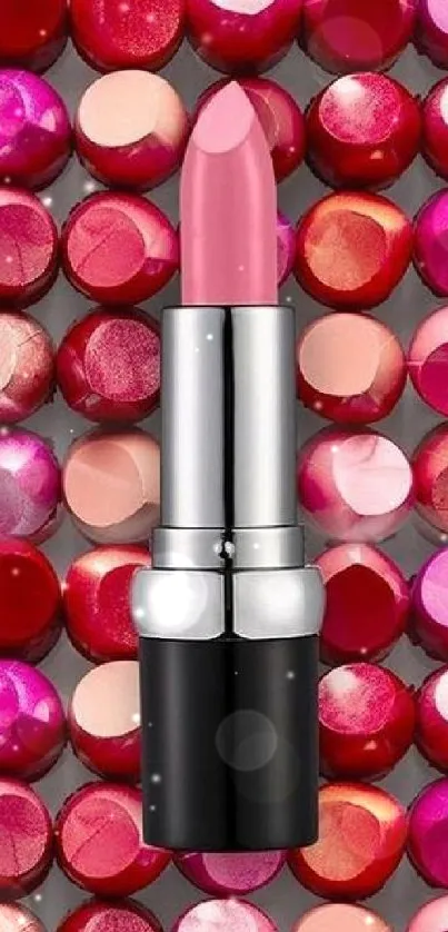 Pink lipstick wallpaper with colorful background.