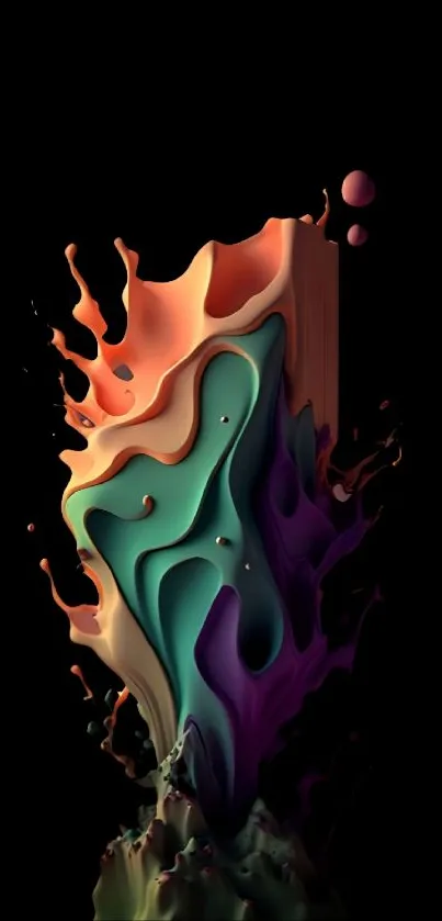 Vibrant abstract liquid art on black background.