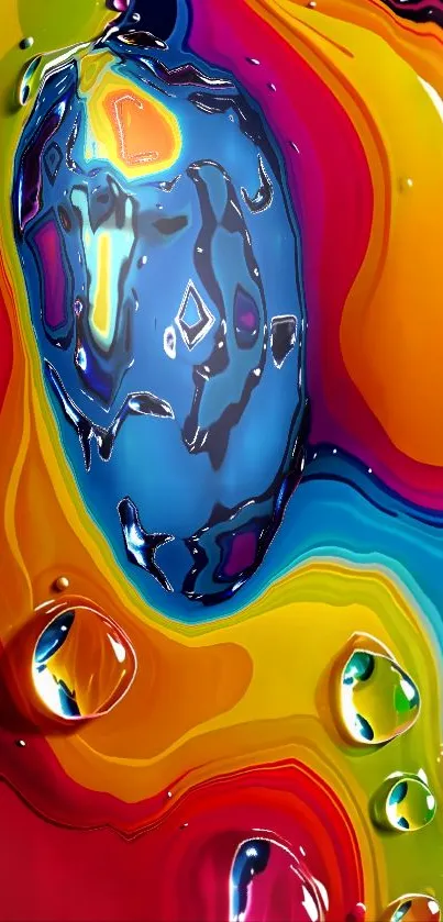 Vibrant liquid art wallpaper with colorful abstract design.