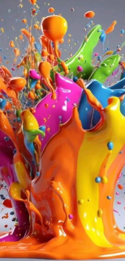 Vibrant splash of colorful liquid paint creating a dynamic abstract artwork.