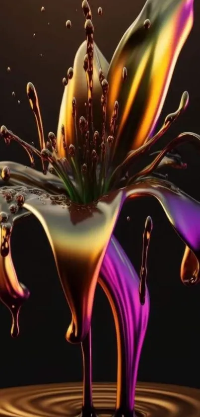 Mobile wallpaper of vibrant liquid flower art.