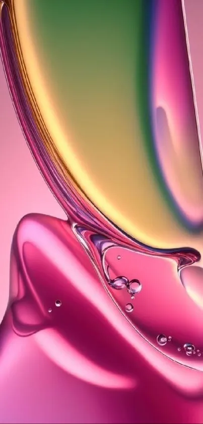 Colorful abstract liquid shapes in pink and gold.