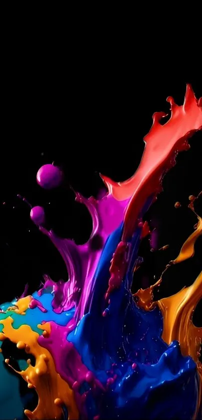 Vibrant liquid splash on black background