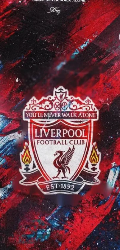 Dynamic Liverpool FC wallpaper with logo and colorful background.