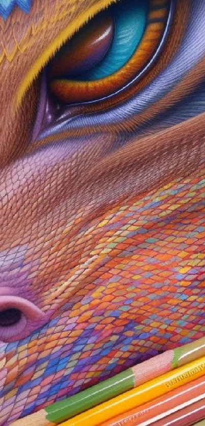 Vibrant colorful lizard wallpaper with artistic scales.
